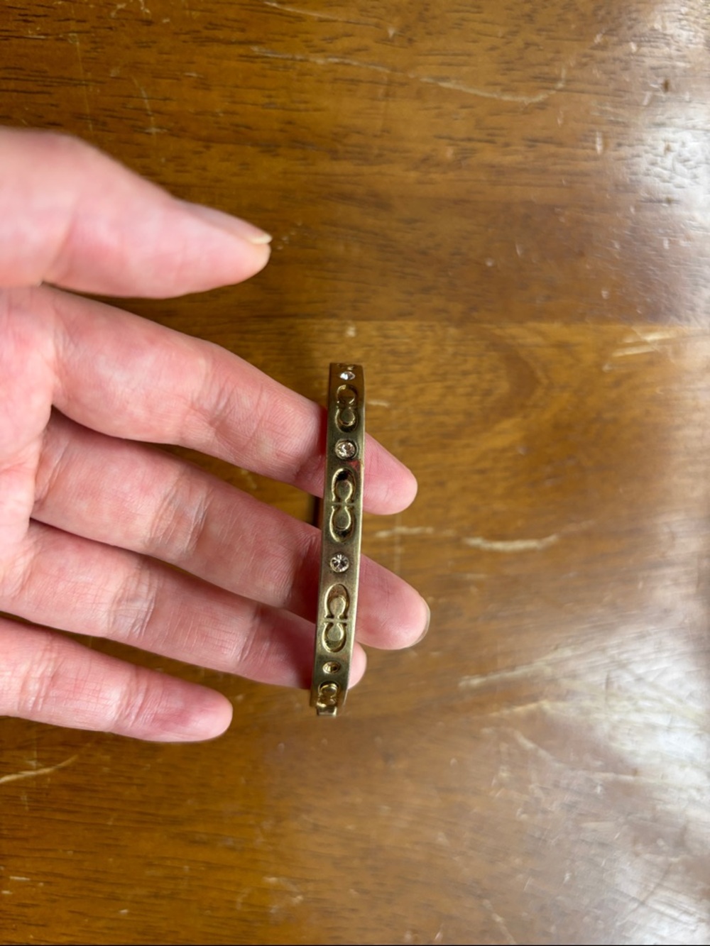 Coach Gold-Tone Signature Link Bangle Bracelet 6.9 in